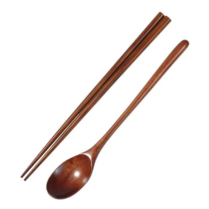 Baguettes à sushi réutilisables en bois japonais, cuillère, ensemble de couverts, vaisselle de voyage, ustensiles de cuisine