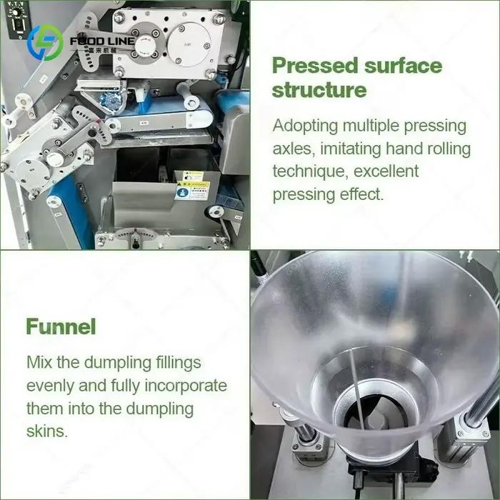 Machine à pâtisserie fourrée tout-en-un, automatique, pour empanadas et siomai, facile à nettoyer, corps en acier inoxydable, pour petits cafés, personnalisable
