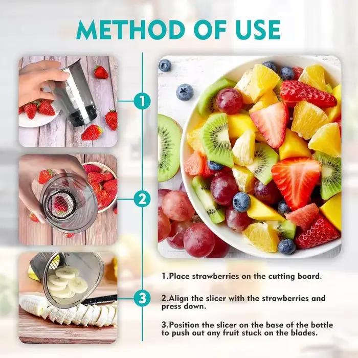 Coupe-fruits amovible multi-usages, gadget de cuisine pour fraises, bananes, légumes, design facile à nettoyer