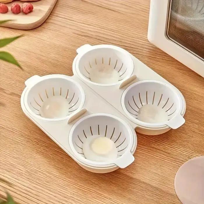 Cuiseur à œufs au micro-ondes, Double couche avec couvercle, fond antiadhésif, moule à œufs à ressort chaud, outils de cuisine, 1/2 pièces