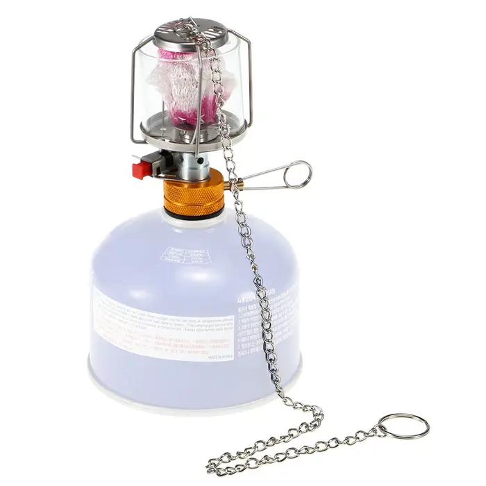 Lanterne à gaz portable pour le camping en plein air, allumage piézoélectrique, mini lampe de tente à gaz avec 3 mèches et adaptateur, lanterne à gaz portable