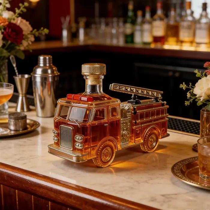 Bouteille de Whisky en Forme de Camion de Pompiers 300ml Pour Décoration de Bar à Domicile et Fêtes de Fin d'Année