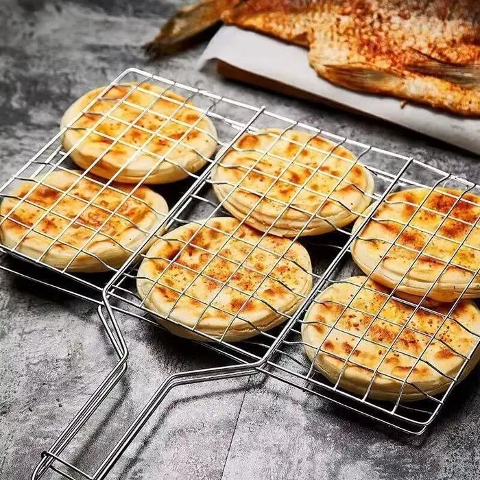 Panier de gril filet de barbecue panier de barbecue grand panier de gril pliant avec poignée amovible. Paniers de gril pour gril extérieur