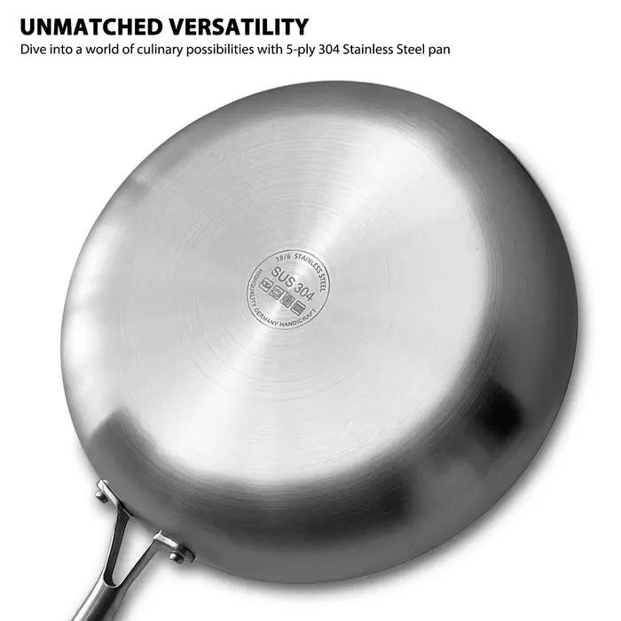 Poêle à frire antiadhésive en acier inoxydable 304, marmite à Steak frit, ustensiles de cuisine non revêtus pour cuisinière à gaz et cuisinière à Induction