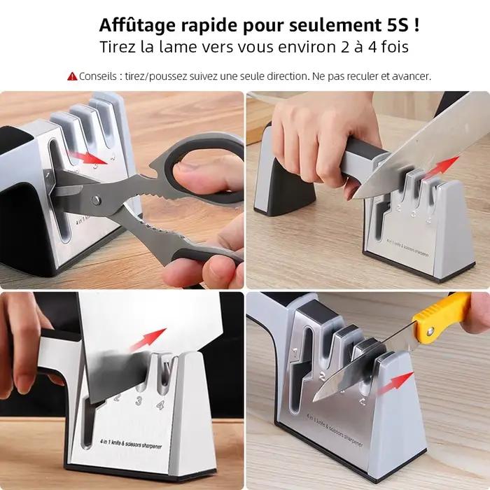 Aiguiseur à couteaux, 4 en 1, diamanté, avec tiges fines,, affûteur, lames en acier inoxydable