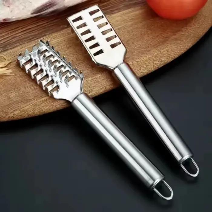 Couteau en écailles de poisson en acier inoxydable, grattoir en dents de scie, grattage, désossage, filetage, coupe, grattage, couteau de creuser, 1 pièce
