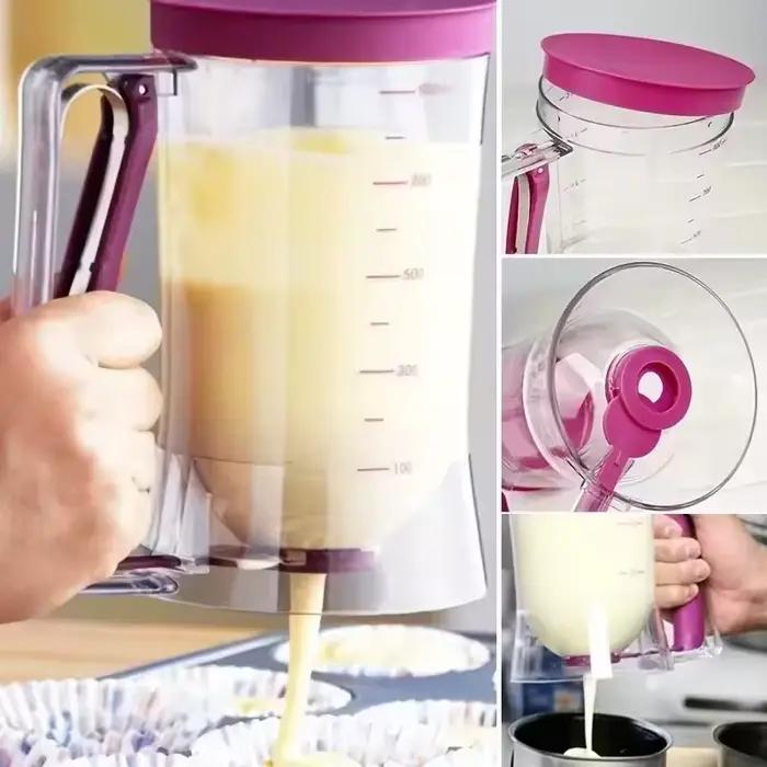 Distributeur de pâte manuel gradué 900 ml avec entonnoir pour crêpes cupcakes gâteaux gaufres occasionnelles pâtisserie professionnel amateur