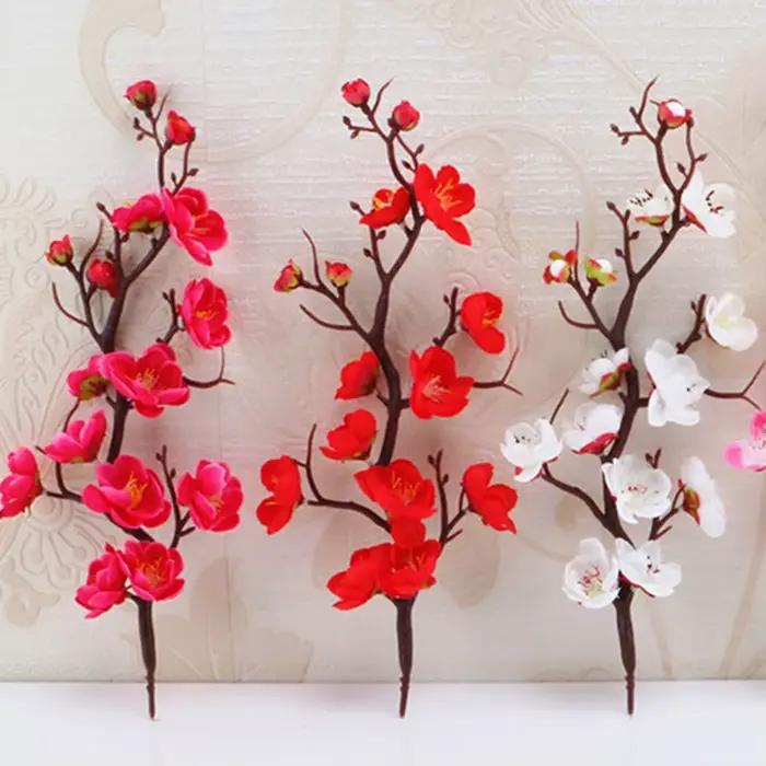 Pics à gâteaux en fleurs de prunier, 6 pièces, décorations de fleurs, fournitures de décoration de Cupcake d'anniversaire et de mariage, décorations de desserts pour fête Festive