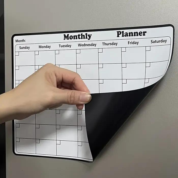 Réfrigérateur magnétique effaçable à sec calendrier planificateur mensuel tableau blanc enregistrement tableau d'affichage bloc-notes aimants de réfrigérateur décor de cuisine