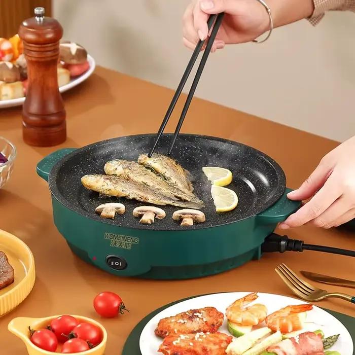 Multicuiseur Électrique et Poêle Antiadhésive 220V pour Barbecue Domestique, Steaks, Poissons et Omelettes