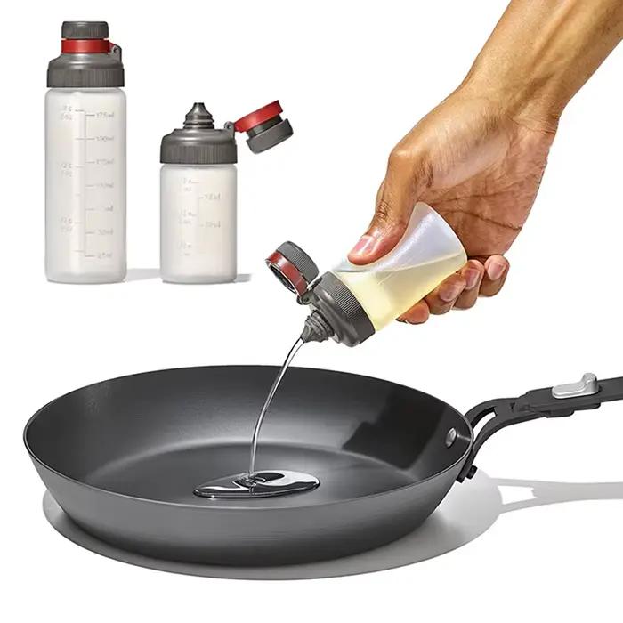Bouteille à presser anti-fuite de 3/6oz avec échelle pour pique-niques et barbecues en plein air durable et facile à nettoyer