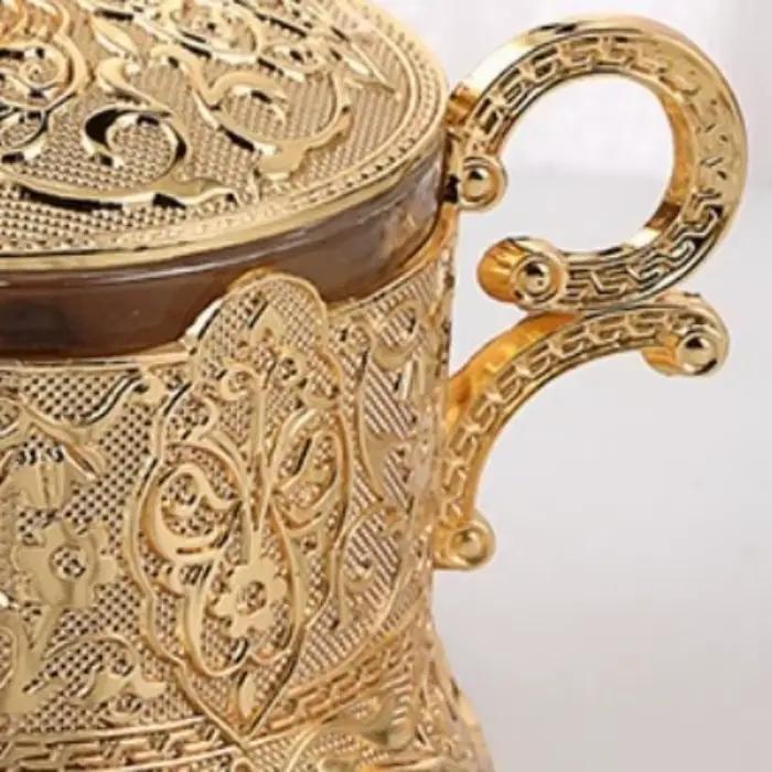 Boîte de rangement en alliage doré et argenté style européen pour ingrédients cuisine restaurant occasions spéciales