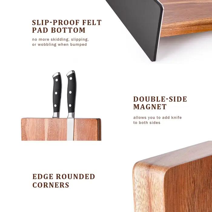 Couteau magnétique en bois d'acacia nuits, rangement de cuisine moderne simple, porte-couteau avec aimants de bain pour opaque et ustensiles