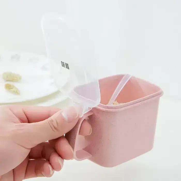 Boîte transparente de stockage de pots de bouteille de condiments de cuisine de PP pour l'assaisonnement de paille de blé, d'épices de poivre, d'assaisonnement de sel
