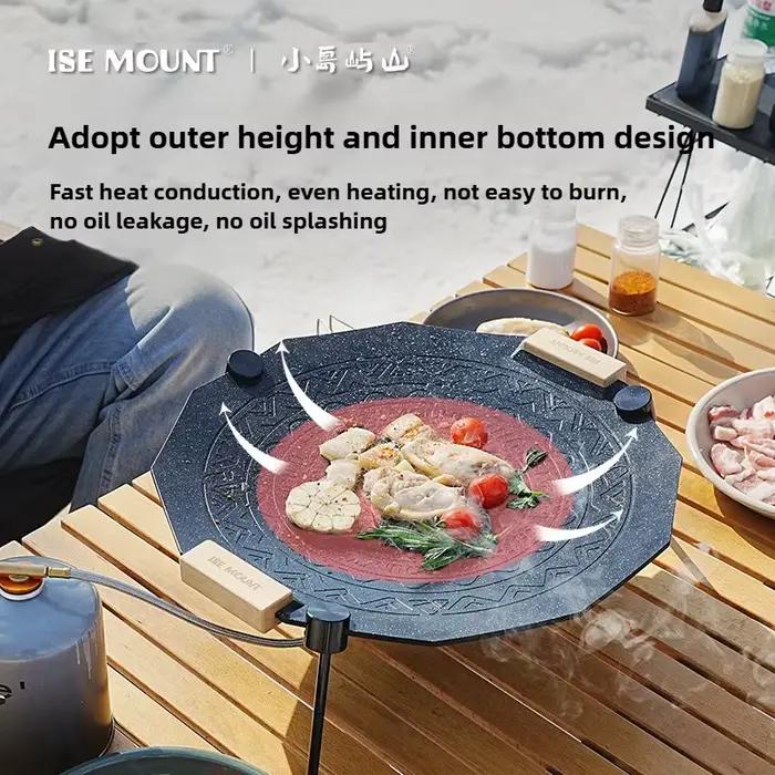 ISE MOUNT – poêle à Barbecue polygonale Maifanshi pour l'extérieur, revêtement épais, 41cm, poêle à Barbecue antiadhésive polyvalente