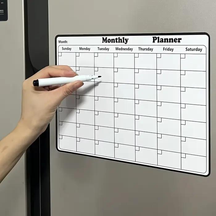 Réfrigérateur magnétique effaçable à sec calendrier planificateur mensuel tableau blanc enregistrement tableau d'affichage bloc-notes aimants de réfrigérateur décor de cuisine