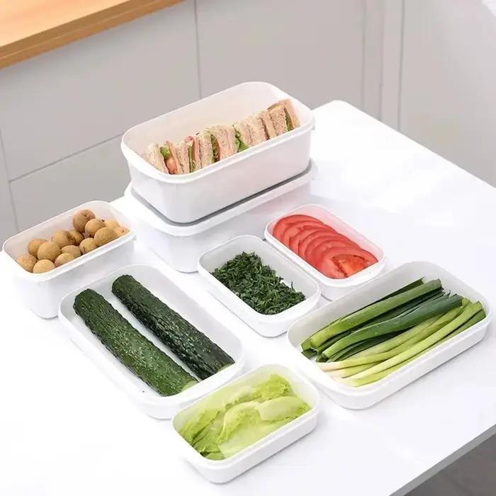 Boîte de conservation des aliments pour réfrigérateur en plastique, scellée avec couvercle, organisateur divisé frais, conteneur de stockage de cuisine de 350ML/700ML/800ML/1600ML
