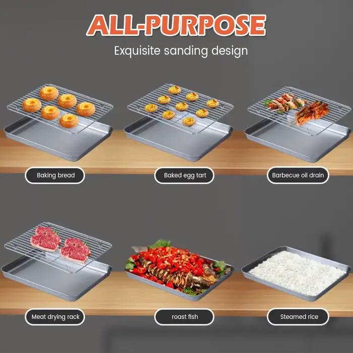 Plateau de cuisson en acier inoxydable avec support métallique