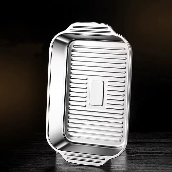 Plateau de barbecue avec couvercle, 1 pièce, grille de barbecue ronde, plateau pour griller le poisson avec couvercle, plaque de cuisson pour poisson épaissie, plaque de cuisson pour poisson en acier