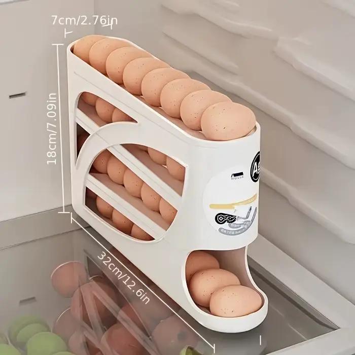 Conteneur de stockage d'œufs roulant à 3 niveaux pour réfrigérateur