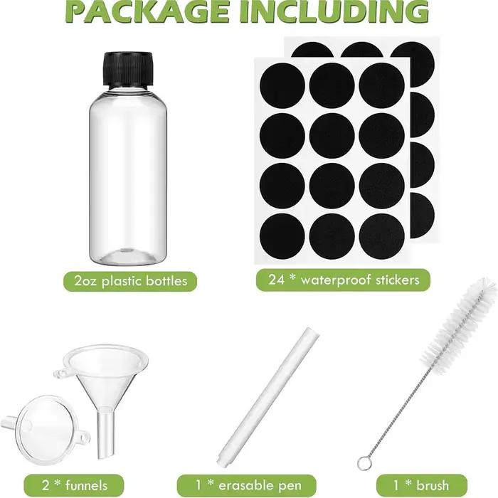 Mini bouteilles de gingembre en plastique réutilisables de 2oz, 16 paquets, bouteilles de jus étanches avec couvercles pour échantillons de jus, d'huile et de liquide