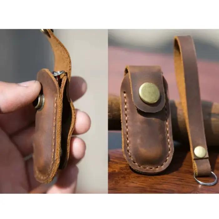 Étui à couteaux IWOWN en cuir véritable cousu à la main pour couteau suisse multifonctionnels occasions de plein air et randonnées