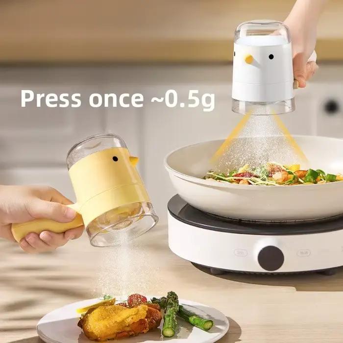 1 distributeur de sel quantitatif pour la cuisine, distributeur d'assaisonnement ménager, stockage, anti-poussière, anti-humidité, contrôle des portions, pot à épices