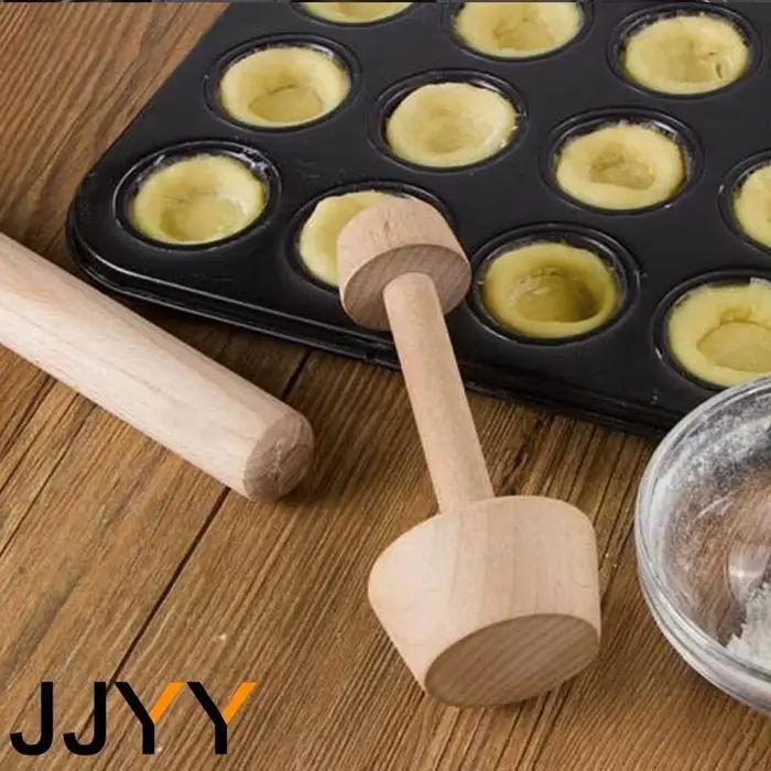 Moule à tarte aux œufs en bois, Base à tarte à Double tête, outil de cuisson de gâteaux, accessoires de cuisine écologiques
