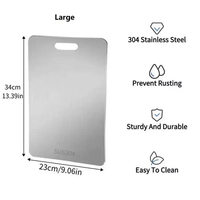 Planche à découper en acier inoxydable 304 pour cuisine élégante, coupe de viande, fruits, légumes, préparation de pâte, cadeau pour cuisinier
