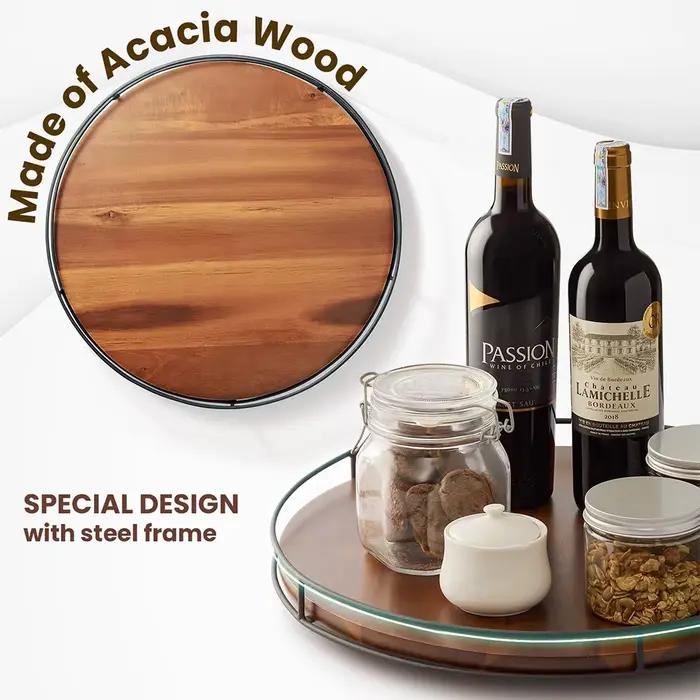 LMETJMA – plateau tournant Susan paresseux en bois d'acacia
