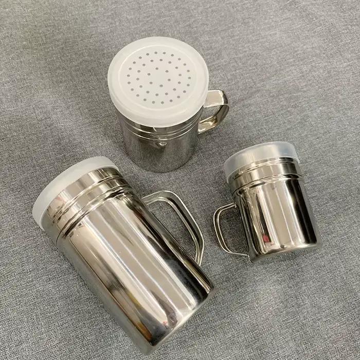 Bouteille de sel et sucre en acier inoxydable avec poignée pour assaisonnement et condiments polyvalente pour cuisine et restauration