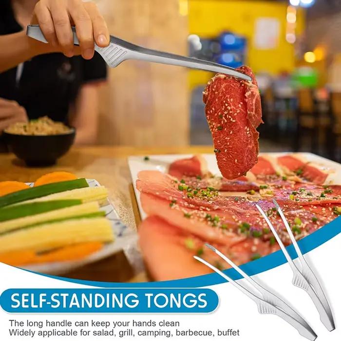 Pinces à Barbecue, ustensiles de cuisine antidérapants, pinces en acier inoxydable pour servir des aliments, des salades, le Camping, le Barbecue, le Buffet