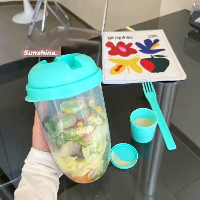 Shaker à salade portable blanc/vert