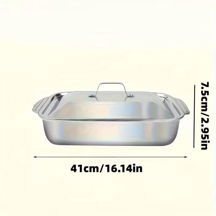 Plateau de barbecue avec couvercle, 1 pièce, grille de barbecue ronde, plateau pour griller le poisson avec couvercle, plaque de cuisson pour poisson épaissie, plaque de cuisson pour poisson en acier