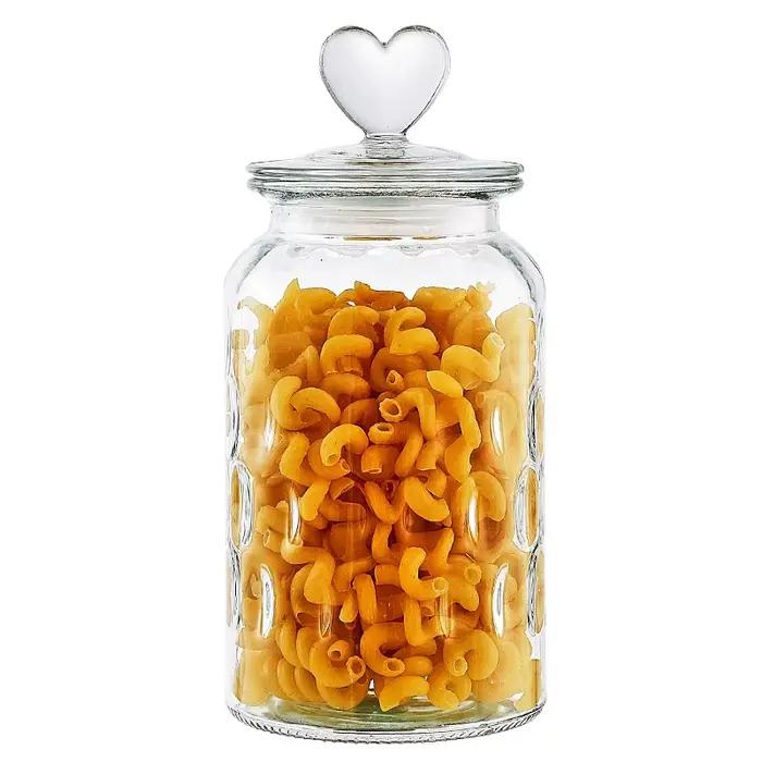 Pot en verre scellé moderne en forme de cœur, pot d'assaisonnement de cuisine en grains de café, pot en verre Transparent, récipient de stockage en verre pour bonbons et aliments