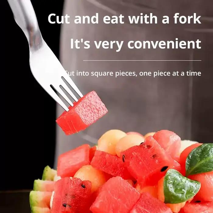 Fourchette à fruits en acier inoxydable, trancheuse à eau neutre, couteau coupe-fruits de cuisine, portable et polyvalent, 2 en 1, 1PC