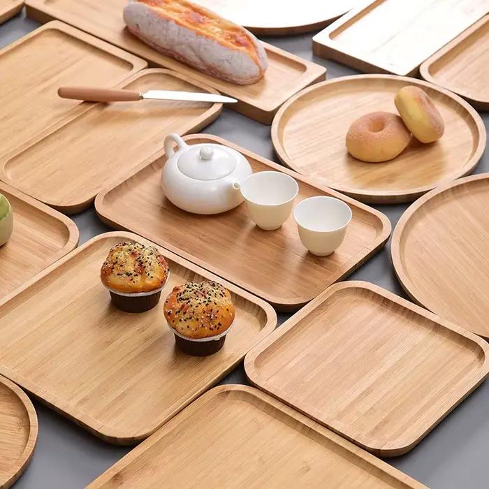 Assiette en bois de hêtre assiette de fruits plateaux de palette ovales bonbons décoratifs plateau rectangulaire de vaisselle de dîner de dessert, accessoires de cuisine