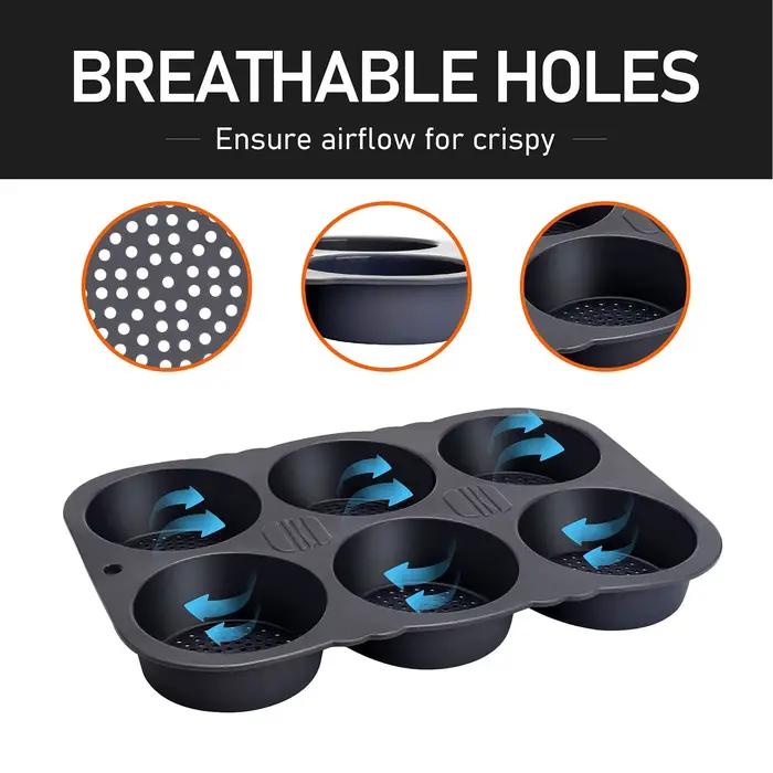 Moule à hamburger réutilisable pliable, 6 cavités, moule de cuisson pour la cuisine, jxMould-40 ℉ à + 446 ℉ Heat 02/10/2018