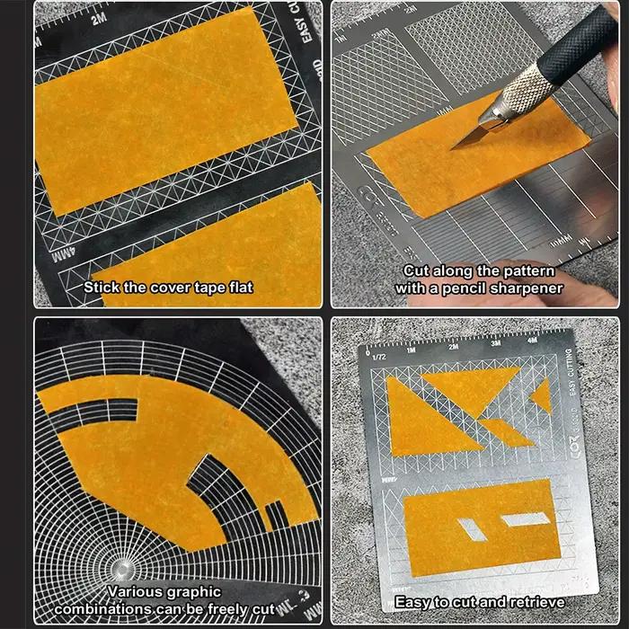 Feuille de masquage modèle en acier inoxydable, Type de coupe facile, tapis de planche, outil artisanal de bricolage