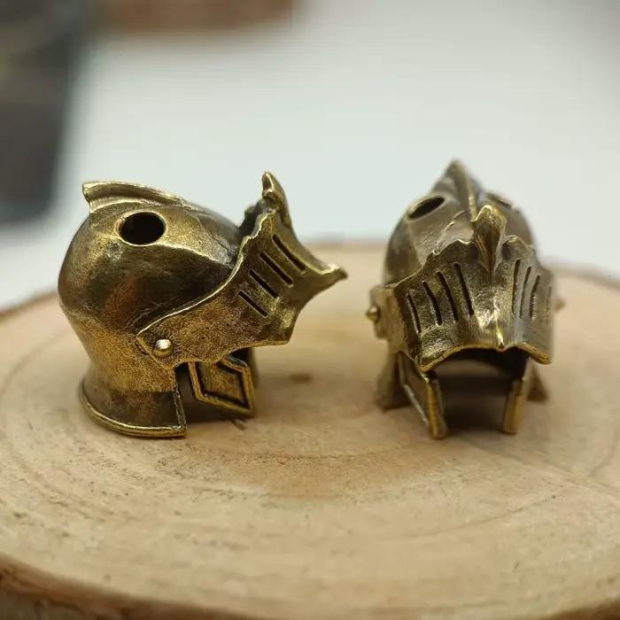 Casque de chevalier, couteau en laiton, perle d'extérieur, bricolage, accessoires paracorde, lanière tissée, pendentif, bijoux Punk, Bracelets de survie, breloques