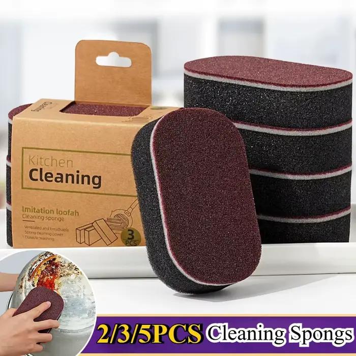 Brosse éponge émeri Double face, éponge de nettoyage magique de cuisine pour enlever la rouille, des Pots et des poêles, outils de nettoyage, 5/3/2 pièces