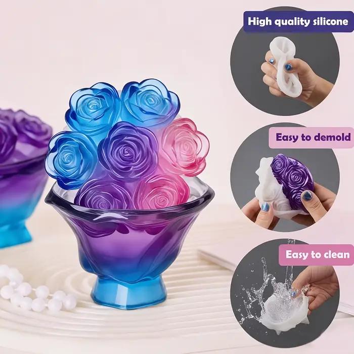 1 jeu de moules pour pots de roses à main avec LIDS, adaptés aux conteneurs de stockage de bijoux à bricoler soi-même, pots de bougies, cadeaux et décoration de la maison