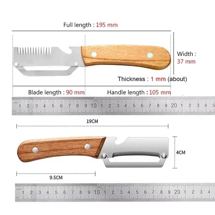 Couteau à fruits et éplucheur de légumes en acier inoxydable avec manche en bois, outil de cuisine pour éplucher et trancher les fruits et légumes