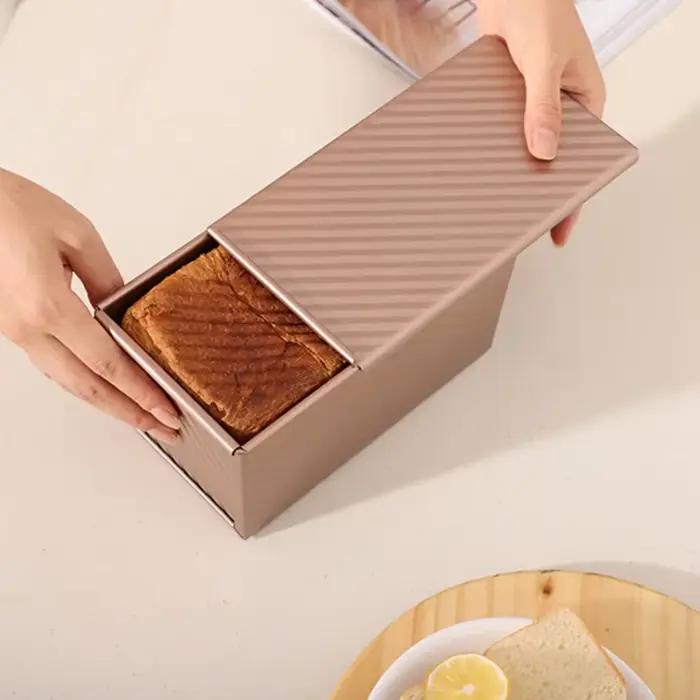 Poêle à pain antiadhésive avec couvercle, 1 pièce, poêle à pain rectangulaire en acier au carbone, acier aluminisé, gâteau à pain grillé, boîte à pain grillé, moule à gâteau