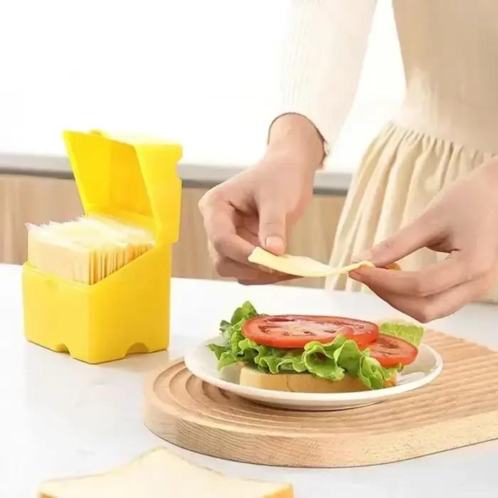 Récipient de stockage de fromage en tranches, boîte à couvercle de nuit de poupée en plastique, économiseur de tranche de fromage avec support, boîte de rangement de fromage en tranches retournées