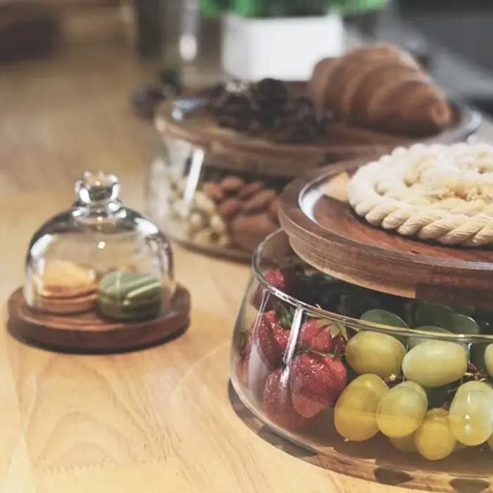 Stockage Créatif des citrouille en Verre avec Couvercle en Bois