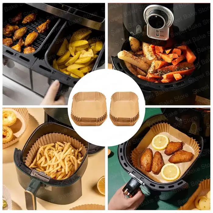 Doublure en papier de cuisson pour friteuse à air 6L + 3L tapis de cuisson non adhésif pour philips airfryer tefal easy fry occasionnels usage facile jetable respectueux de l'environnement