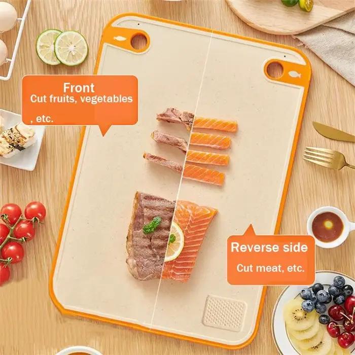 Planche à découper antibactérienne Double face, cuisine domestique, Anti-moisissure, plastique antidérapant, paille de blé, planche collante multifonctionnelle