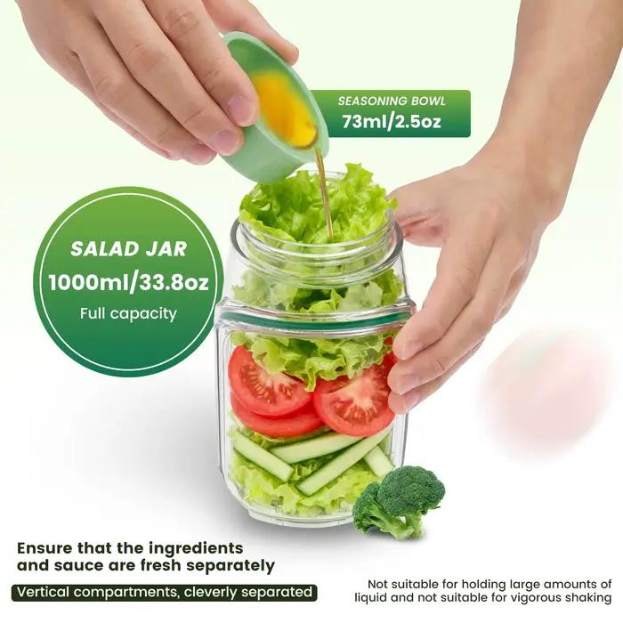 Boîte à salade portable Salad Pod bouteille de stockage avec couvercle à ouverture latérale pour légumes fruits fourchette anti-fuite pour maintenir les aliments frais occassions pique-nique déjeuners activité sportive cadeau santé