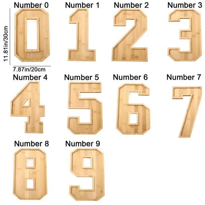 Grande plaque à chiffres en bois à remplir, pratique, pour servir, décoratif, pour anniversaire de bébé